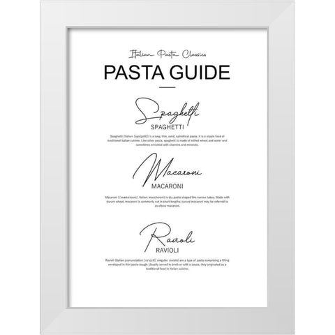 Italian Pasta Types White Modern Wood Framed Art Print by Mi, Suki