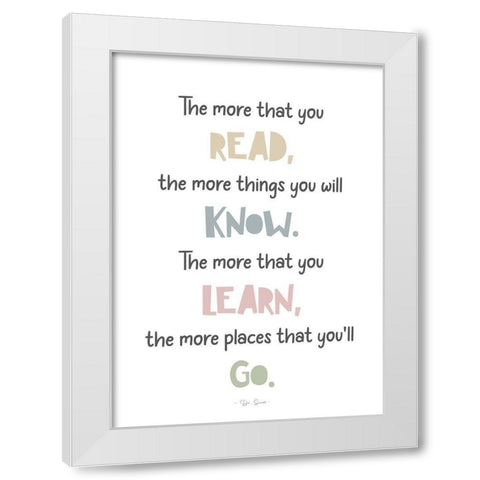 Read Learn Know Go White Modern Wood Framed Art Print by Mi, Suki