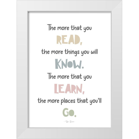 Read Learn Know Go White Modern Wood Framed Art Print by Mi, Suki