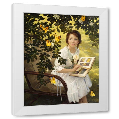 Butterflies White Modern Wood Framed Art Print by Murray, Alan