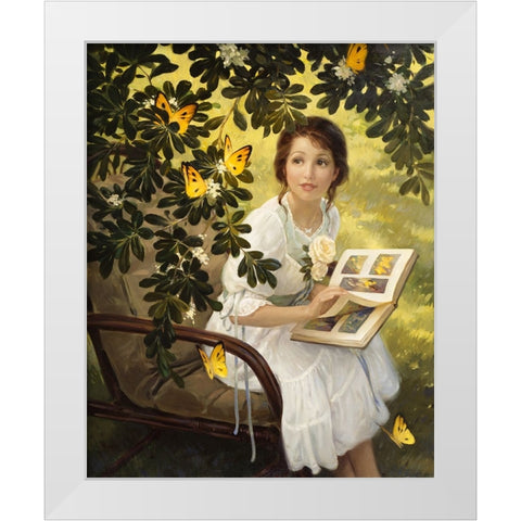 Butterflies White Modern Wood Framed Art Print by Murray, Alan