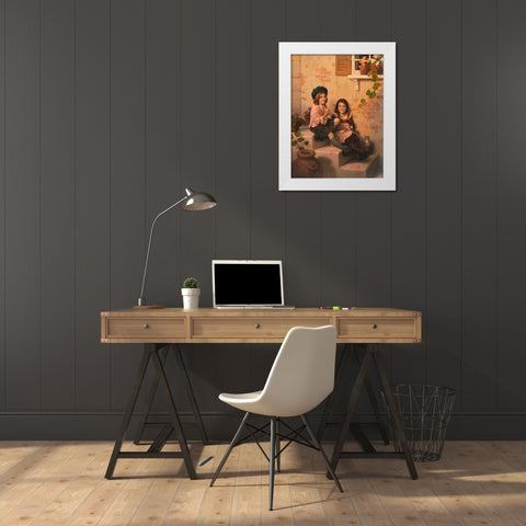 Children White Modern Wood Framed Art Print by Murray, Alan