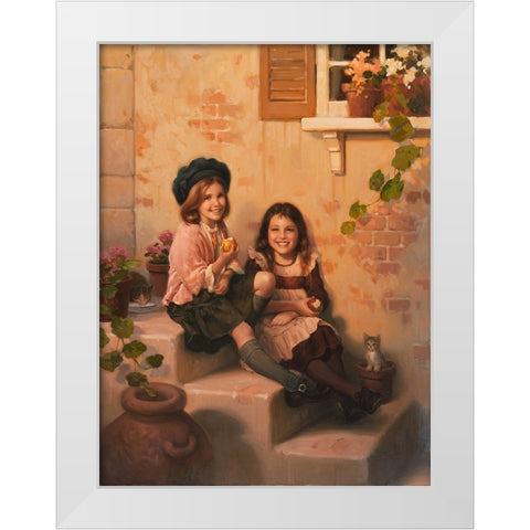 Children White Modern Wood Framed Art Print by Murray, Alan