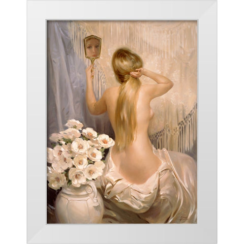 The Mirror White Modern Wood Framed Art Print by Murray, Alan