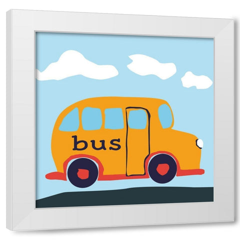 Bus Baba White Modern Wood Framed Art Print by Art Licensing Studio