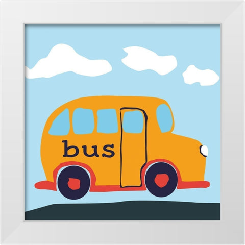 Bus Baba White Modern Wood Framed Art Print by Art Licensing Studio