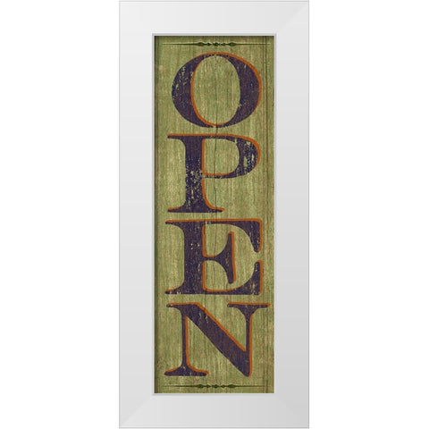 OPEN Sign 1 White Modern Wood Framed Art Print by Art Licensing Studio