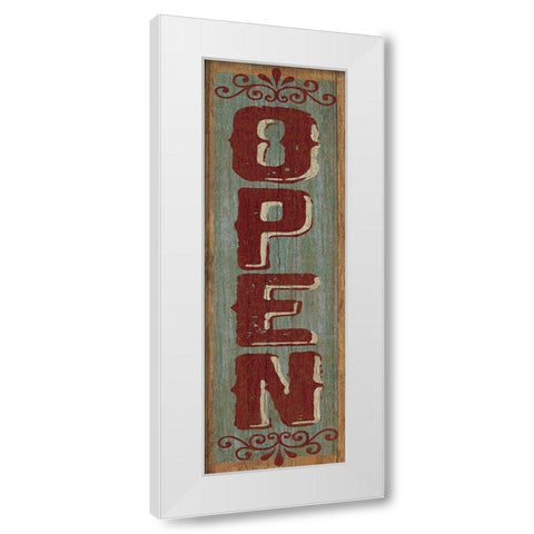 OPEN Sign 3 White Modern Wood Framed Art Print by Art Licensing Studio