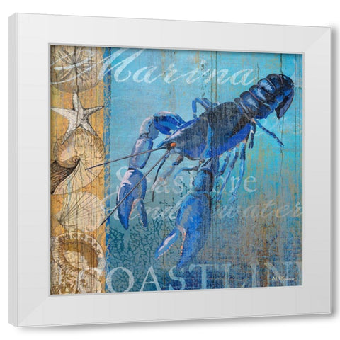 Lobster and Sea White Modern Wood Framed Art Print by Art Licensing Studio