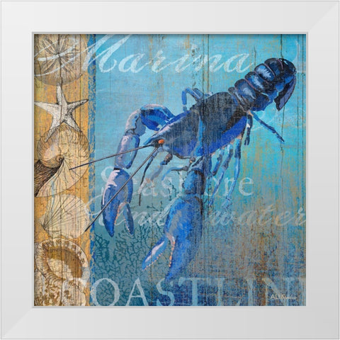 Lobster and Sea White Modern Wood Framed Art Print by Art Licensing Studio