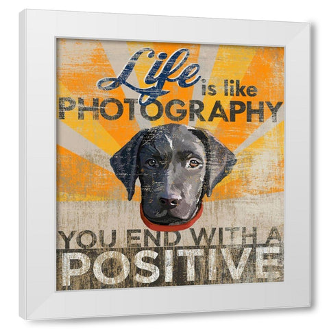 Dog days - Lab pup White Modern Wood Framed Art Print by Art Licensing Studio