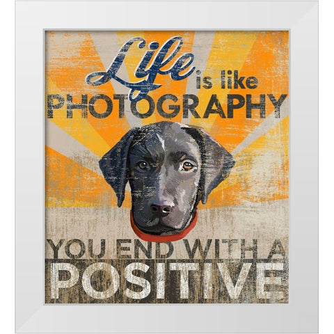 Dog days - Lab pup White Modern Wood Framed Art Print by Art Licensing Studio