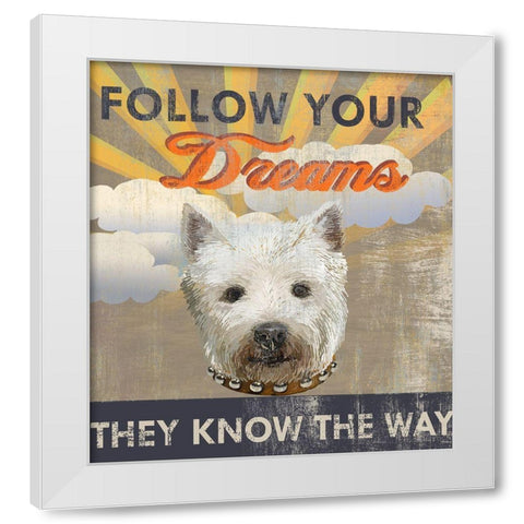 Dog Days - Pek pup White Modern Wood Framed Art Print by Art Licensing Studio