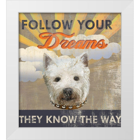 Dog Days - Pek pup White Modern Wood Framed Art Print by Art Licensing Studio
