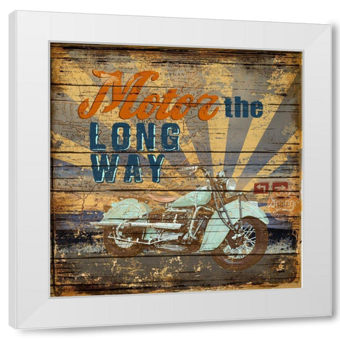 Motor the Way White Modern Wood Framed Art Print by Art Licensing Studio