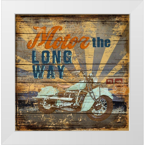 Motor the Way White Modern Wood Framed Art Print by Art Licensing Studio