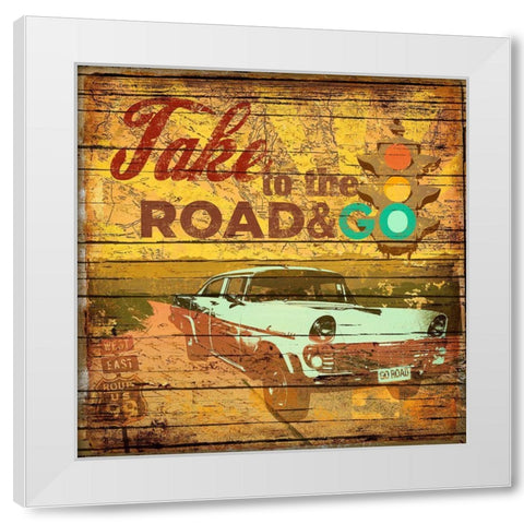 Take to the Road White Modern Wood Framed Art Print by Art Licensing Studio