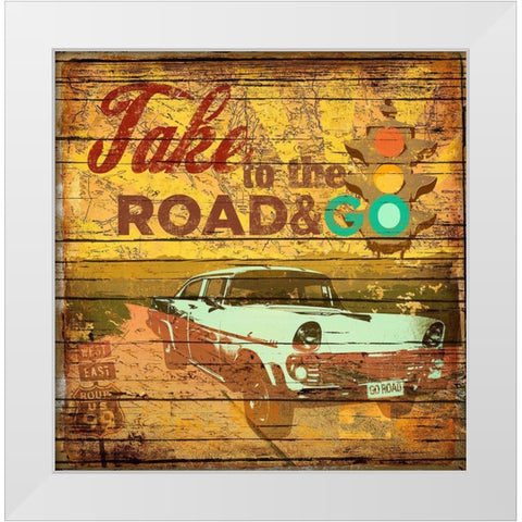 Take to the Road White Modern Wood Framed Art Print by Art Licensing Studio