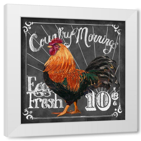Rooster on Chalkboard I White Modern Wood Framed Art Print by Art Licensing Studio