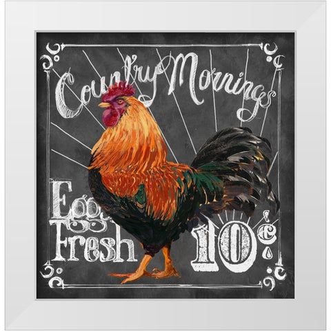 Rooster on Chalkboard I White Modern Wood Framed Art Print by Art Licensing Studio