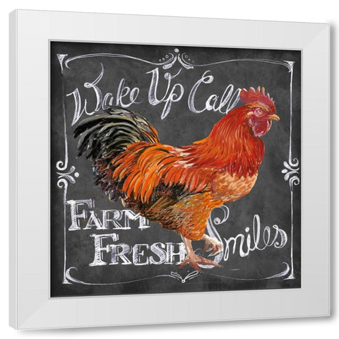 Rooster on Chalkboard II White Modern Wood Framed Art Print by Art Licensing Studio