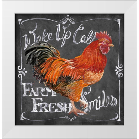 Rooster on Chalkboard II White Modern Wood Framed Art Print by Art Licensing Studio