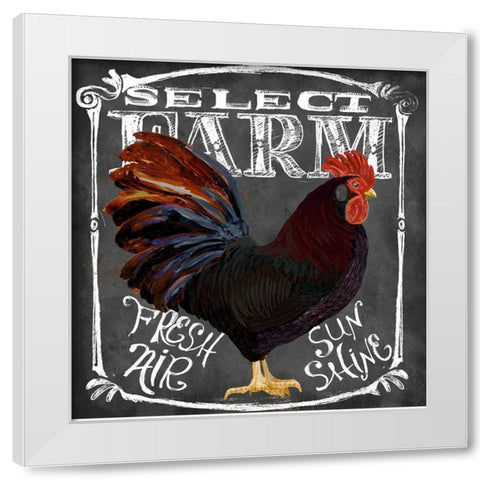 Rooster on Chalkboard III White Modern Wood Framed Art Print by Art Licensing Studio