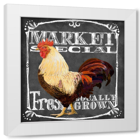 Rooster on Chalkboard IV White Modern Wood Framed Art Print by Art Licensing Studio