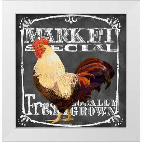 Rooster on Chalkboard IV White Modern Wood Framed Art Print by Art Licensing Studio