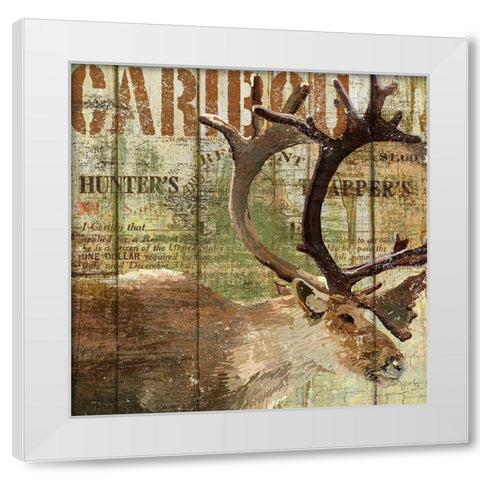 Open Season Caribou White Modern Wood Framed Art Print by Art Licensing Studio
