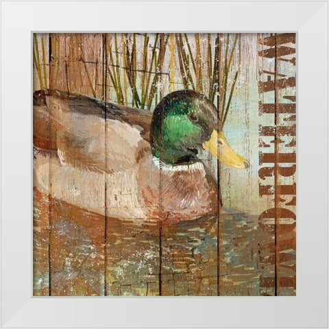 Open Season Mallard White Modern Wood Framed Art Print by Art Licensing Studio
