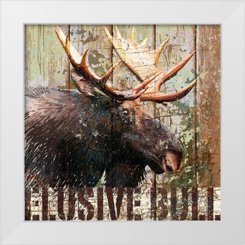Open Season Moose White Modern Wood Framed Art Print by Art Licensing Studio
