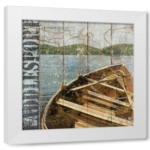 Open Season Row Boat White Modern Wood Framed Art Print by Art Licensing Studio