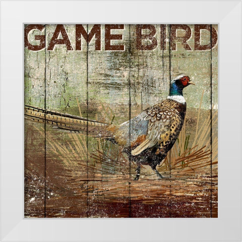 Open Season Pheasant White Modern Wood Framed Art Print by Art Licensing Studio