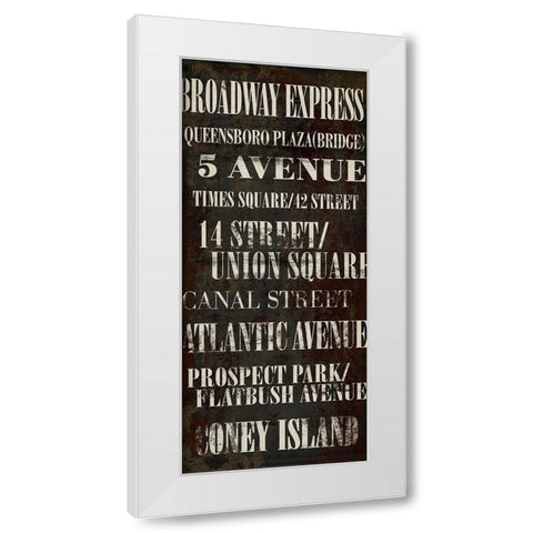 NY Bway Express White Modern Wood Framed Art Print by Art Licensing Studio