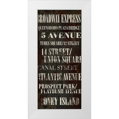 NY Bway Express White Modern Wood Framed Art Print by Art Licensing Studio