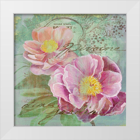 Peony Garden I White Modern Wood Framed Art Print by Art Licensing Studio