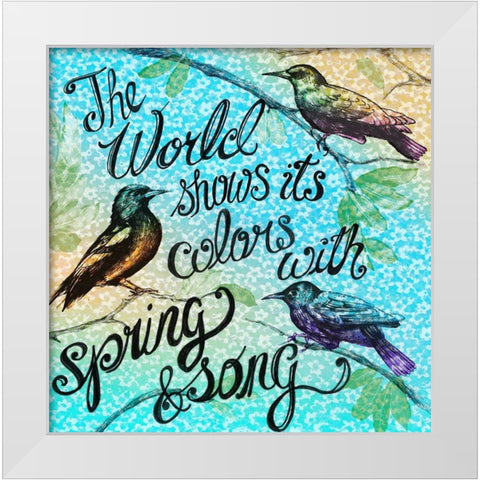 Birdie Words 1 White Modern Wood Framed Art Print by Art Licensing Studio
