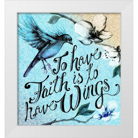 Birdie Words 2 White Modern Wood Framed Art Print by Art Licensing Studio