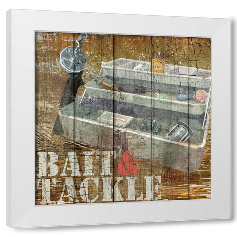 Open Season Tackle White Modern Wood Framed Art Print by Art Licensing Studio