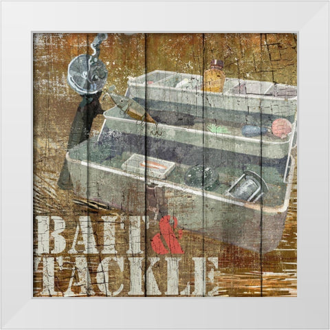 Open Season Tackle White Modern Wood Framed Art Print by Art Licensing Studio
