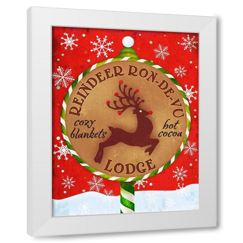Reindeer Lodge White Modern Wood Framed Art Print by Art Licensing Studio