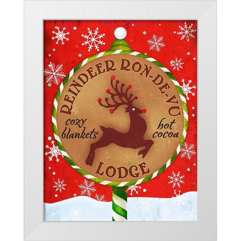 Reindeer Lodge White Modern Wood Framed Art Print by Art Licensing Studio