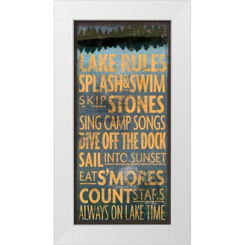 Lake Rules White Modern Wood Framed Art Print by Art Licensing Studio