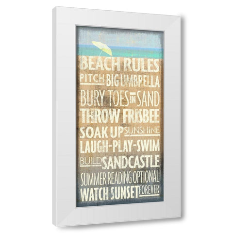 Beach Rules White Modern Wood Framed Art Print by Art Licensing Studio