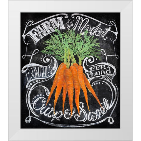 Chalkboard Carrots White Modern Wood Framed Art Print by Art Licensing Studio