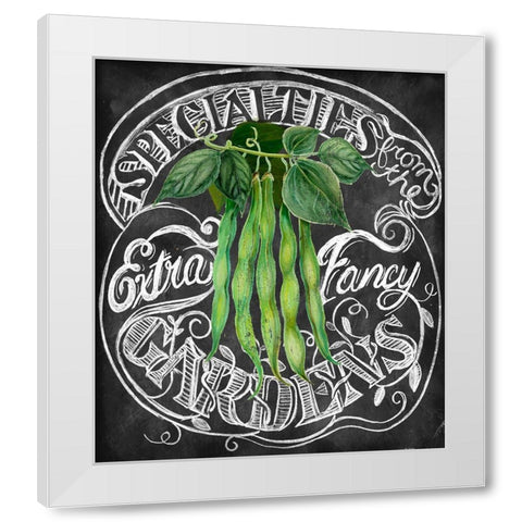 Chalkboard Green Beans White Modern Wood Framed Art Print by Art Licensing Studio