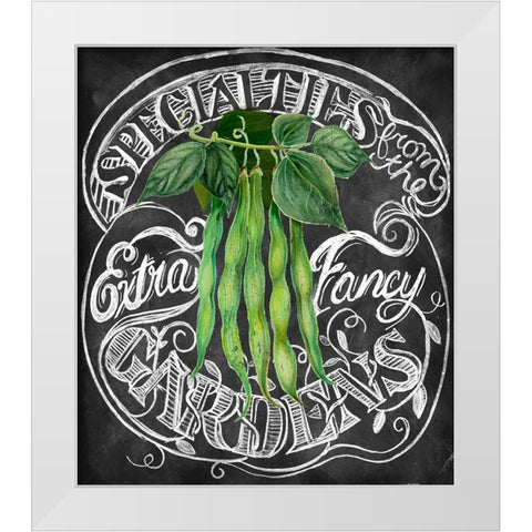 Chalkboard Green Beans White Modern Wood Framed Art Print by Art Licensing Studio