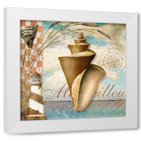 Shell Dreams 1 White Modern Wood Framed Art Print by Art Licensing Studio