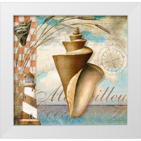 Shell Dreams 1 White Modern Wood Framed Art Print by Art Licensing Studio
